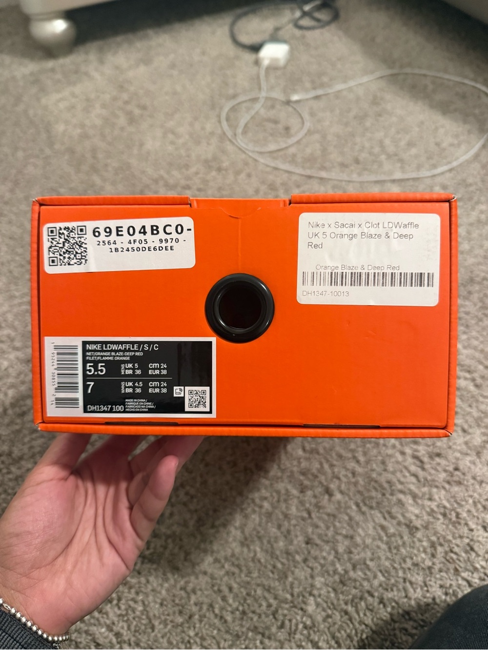 Nike LD Waffle Sacai CLOT Kiss of Death Net Orange Blaze - Picture 5 of 5